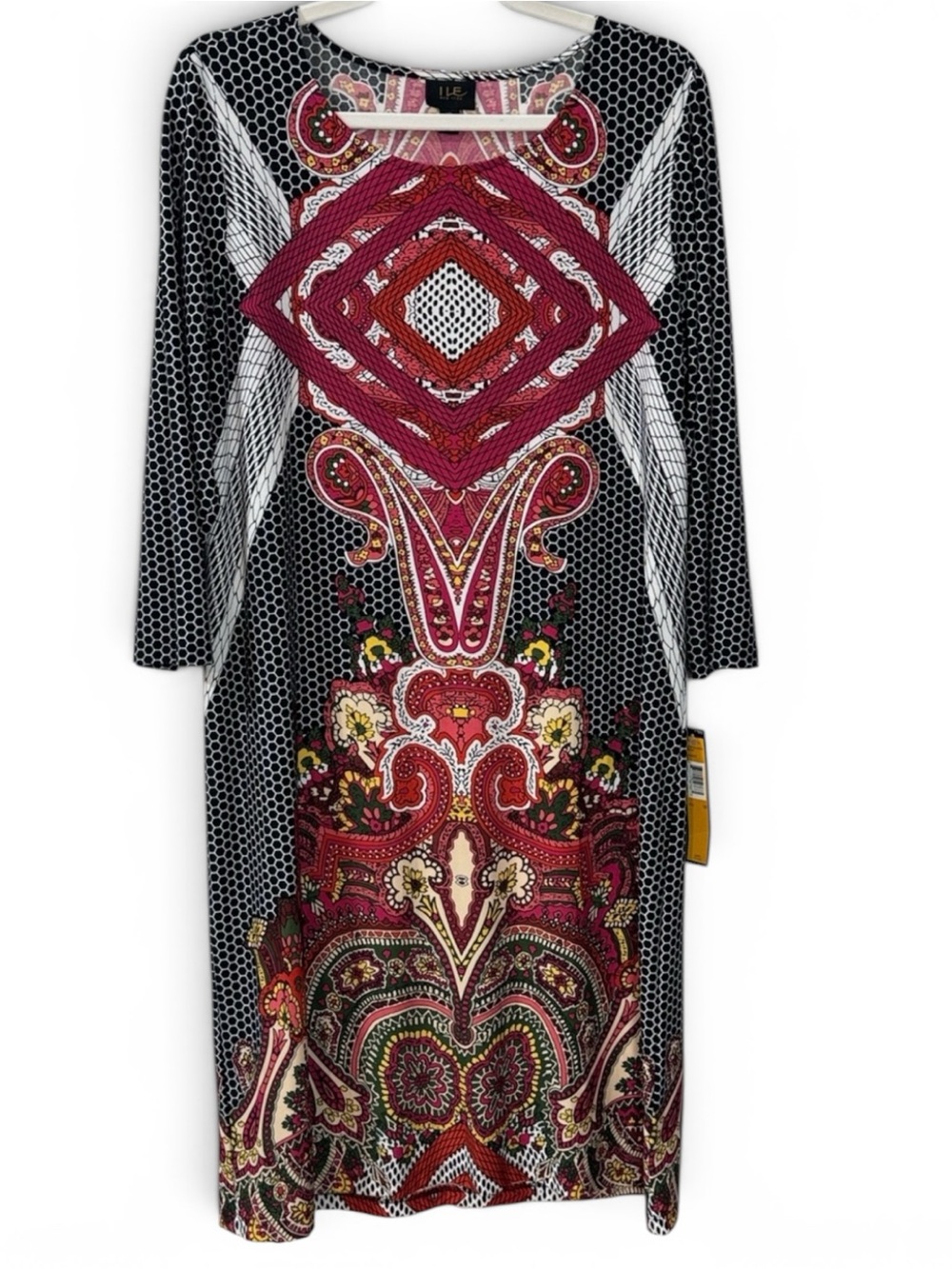 I Le Black & Reds Printed Womens Sheath Dress in Size 12